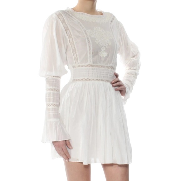 free people victorian mini dress Free People Perfectly Victorian Embroidered Mini Dress Black Size Small